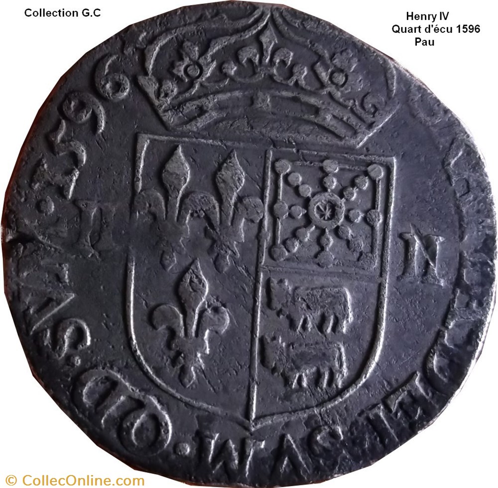 Quart d'écu de Béarn 1596 Pau monnaie france royale quart ecu de bearn 1596 pau