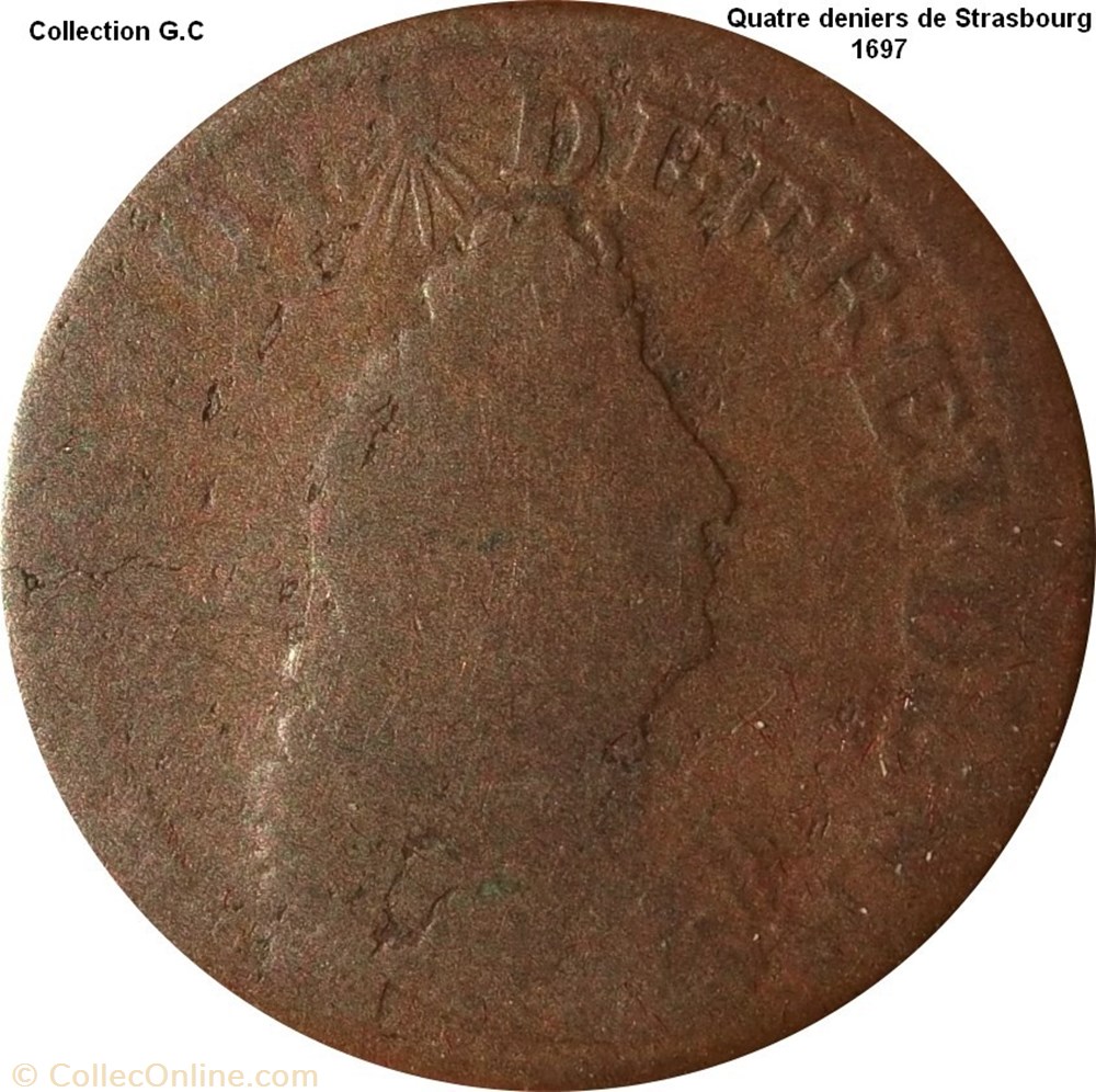 Quatre deniers de Strasbourg 1697 monnaie quatre deniers de strasbourg 1697
