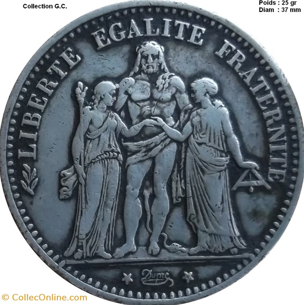 5 francs Hercule 1874 K Bordeaux monnaies monde france 5 francs hercule 1874 k bordeaux