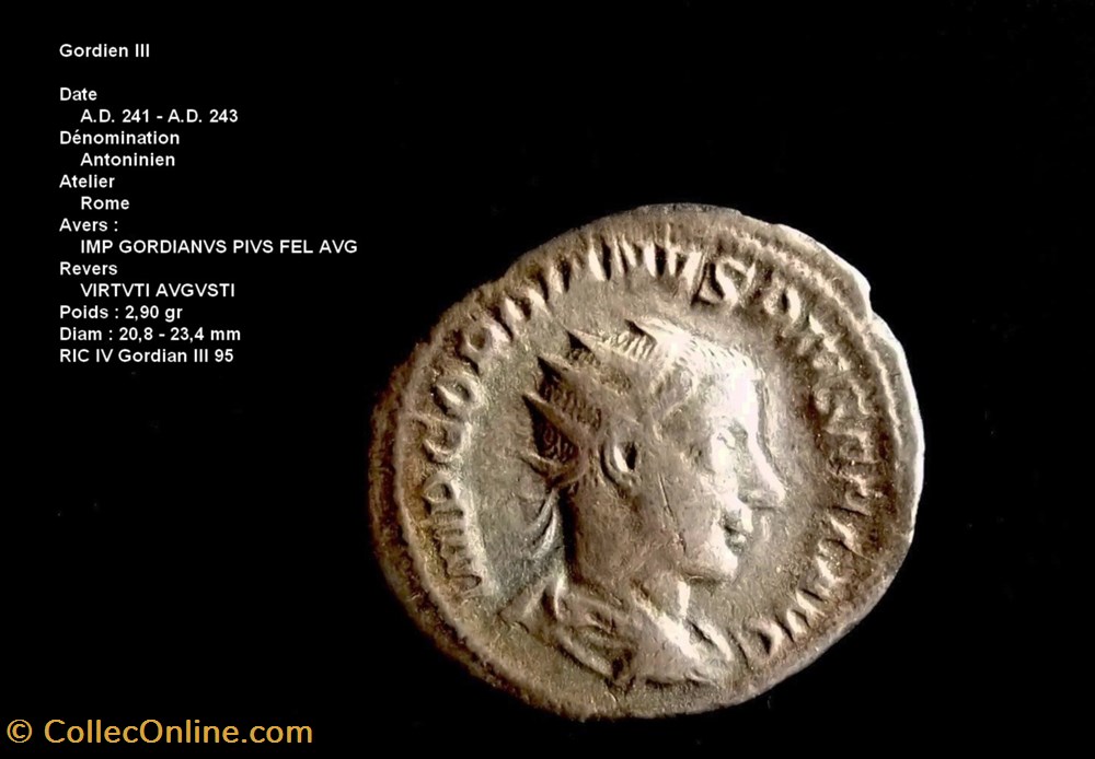 monnaies antiques a romaines republicaines imperiales gordien iii ric 95