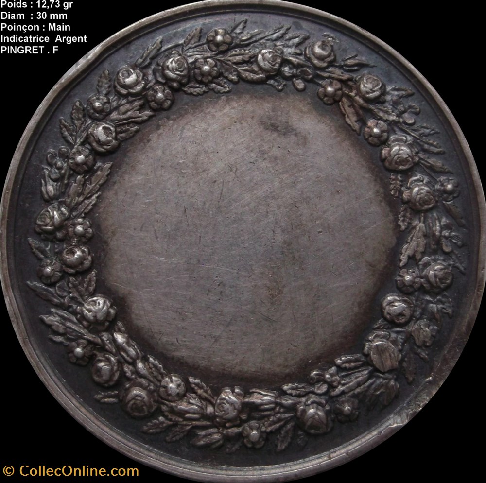 Médaille de mariage , Pingret .F . Poinçon main indicatrice Argent medailles medaille de mariage pingret f poincon main indicatrice argent