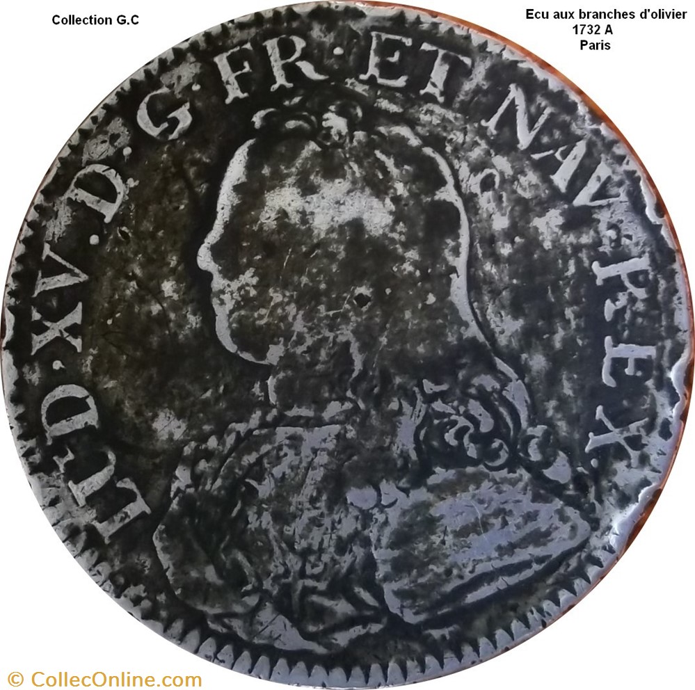Ecu aux branches d'olivier 1732 A Paris monnaie france royale ecu aux branches olivier 1732 a paris