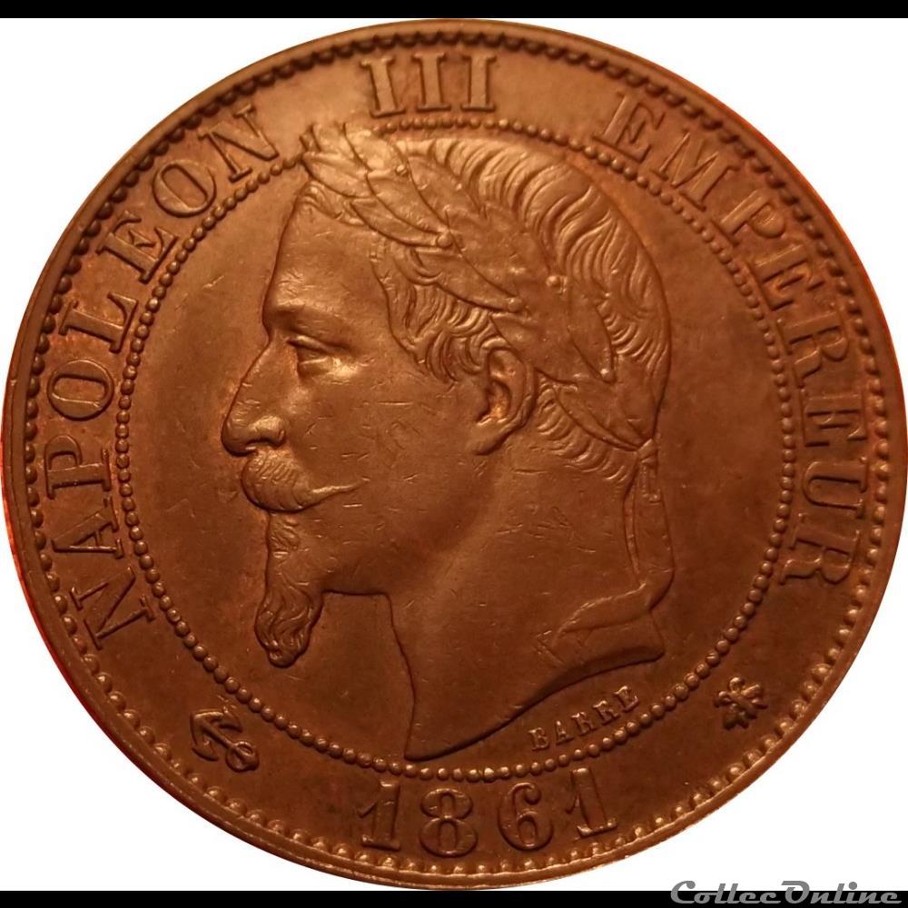 5 Centimes 1861 A monnaie antique romaine 5 centimes 1861 a