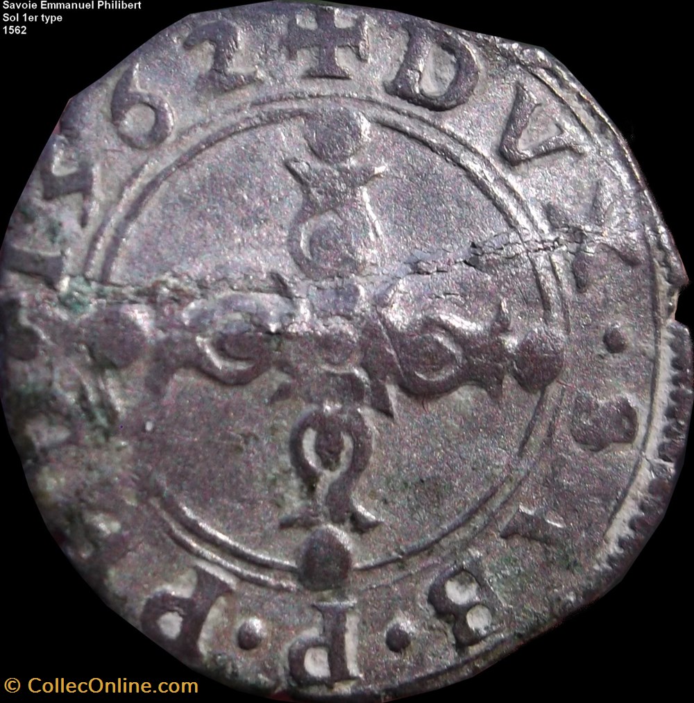 monnaies europe medievale france feodales duche de savoie emmanuel philibert dit tete de fer sol 1er type