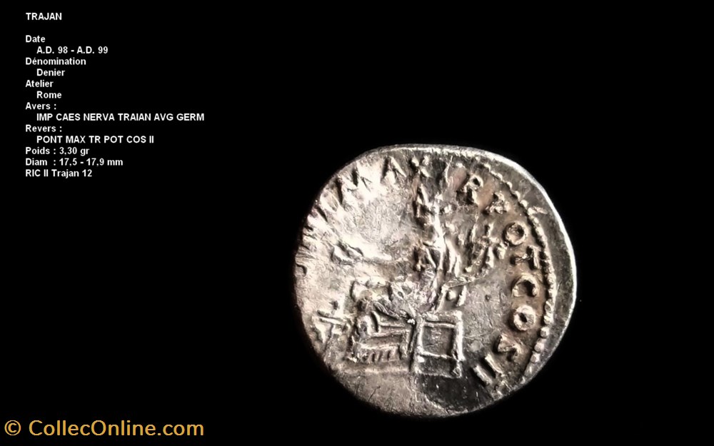 TRAJAN Denier monnaies antiques romaines republicaines imperiales trajan denier