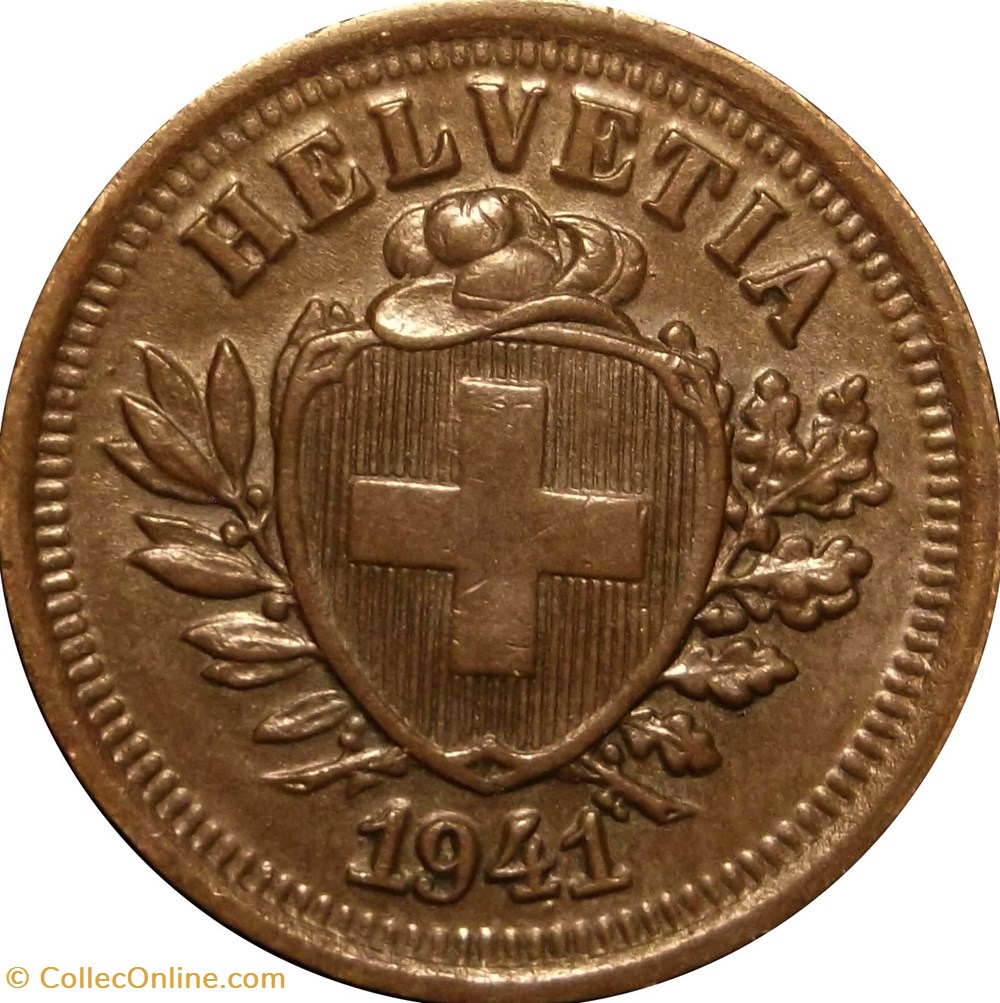 SUISSE 1 Centime (Rappen) Croix Suisse 1941 Berne monnaies europe medievale suisse 1 centime rappen croix suisse 1941 berne