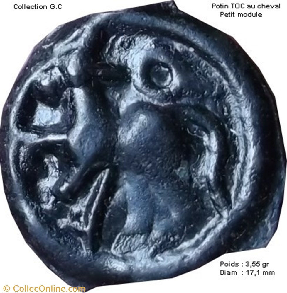 Potin TOC au cheval petit module Q AU-DESSUS DU DOS ET () ENTRE LES JAMBES. monnaie antique av jc ap gauloise potin toc au cheval petit module q au dessus du dos et entre les jambes