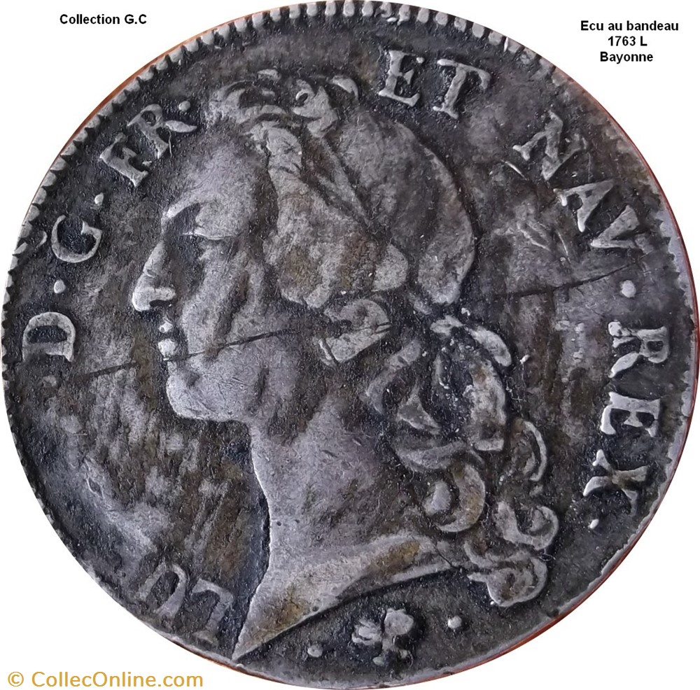 Écu au bandeau 1763 L monnaie france royale ecu au bandeau 1763 l