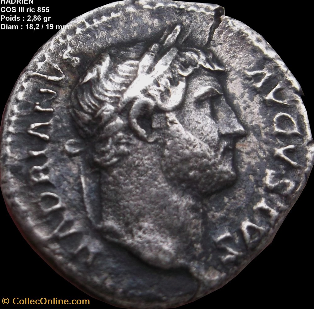monnaies antiques romaines imperiales et republicaines denier hadrien ric 855