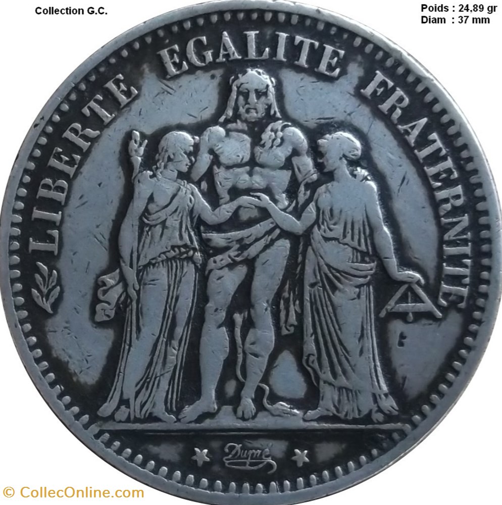 - 5 francs Hercule 1877 K Bordeaux monnaies monde france 5 francs hercule 1877 k bordeaux