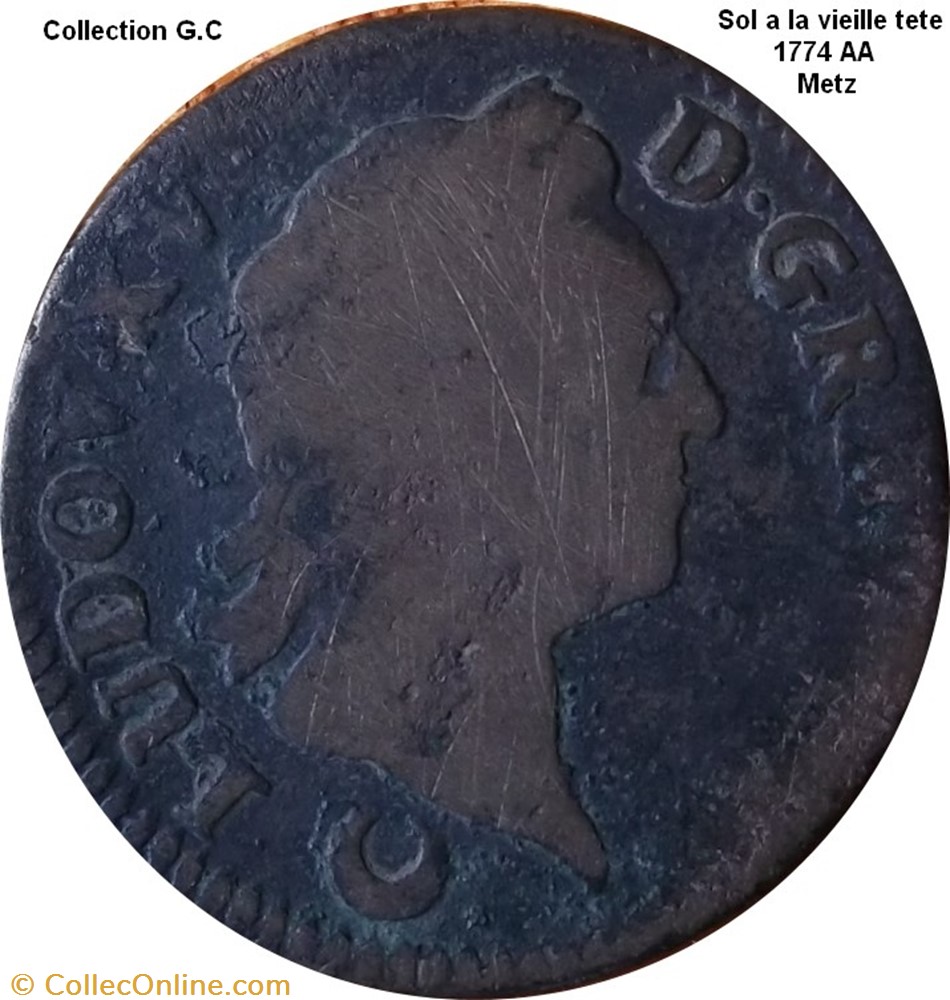 monnaie france royale sol a la vieille tete 1774 aa metz