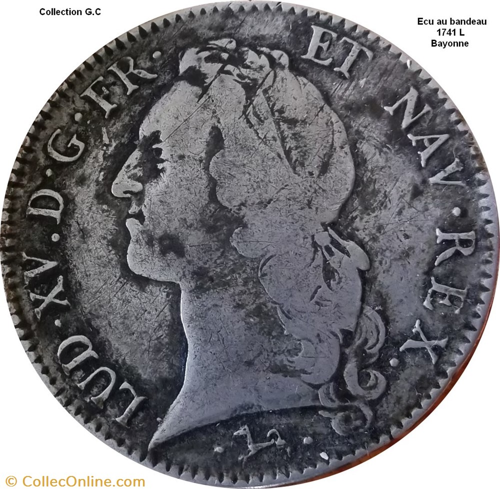 Ecu au bandeau 1741 L Bayonne monnaie france royale ecu au bandeau 1741 l bayonne