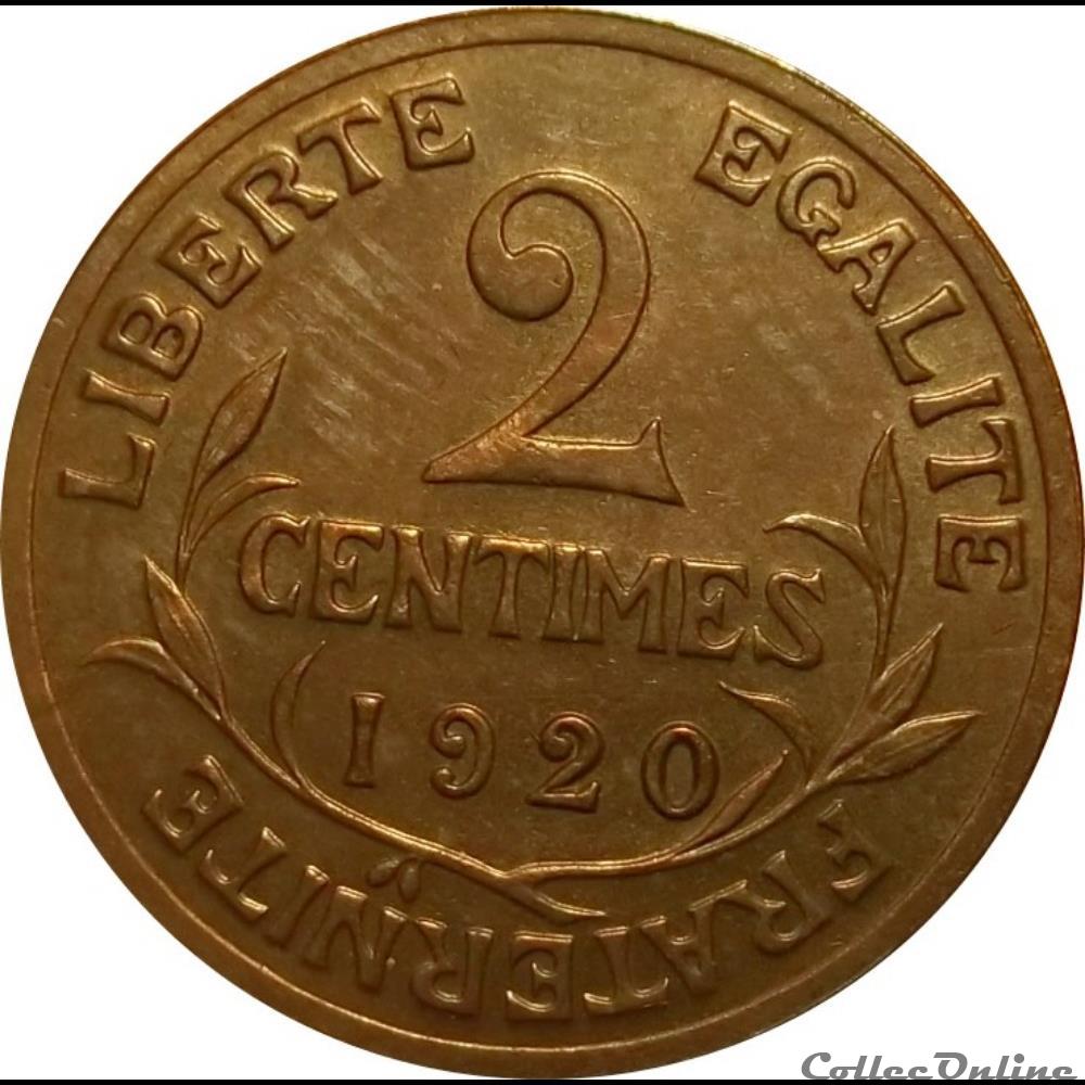 monnaie france moderne deux centimes daniel dupuis 1920