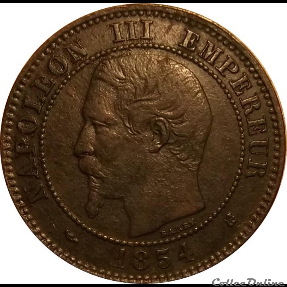 2 Centimes Napoléon III Tête Nue 1854 K monnaie france moderne 2 centimes napoleon iii tete nue 1854 k