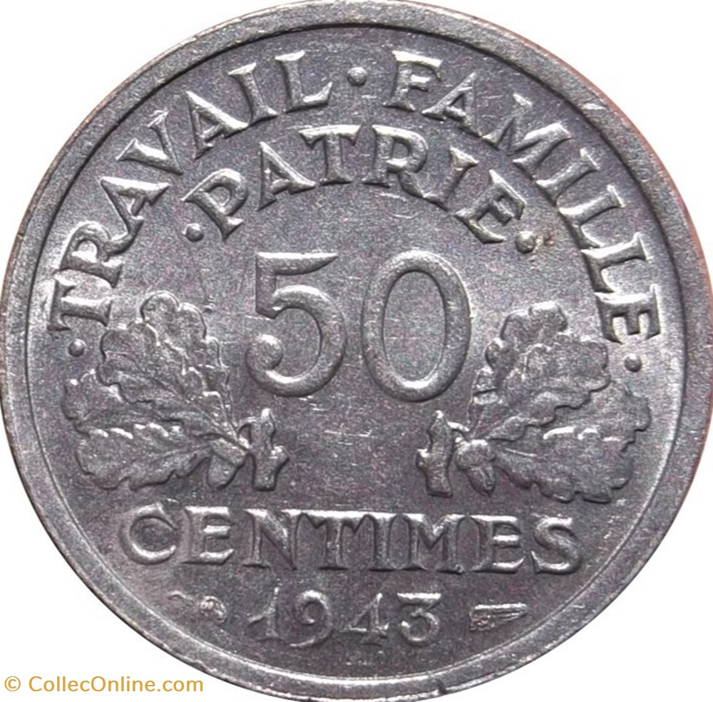 monnaies 50 centimes francisque legere 1943 f 196 1
