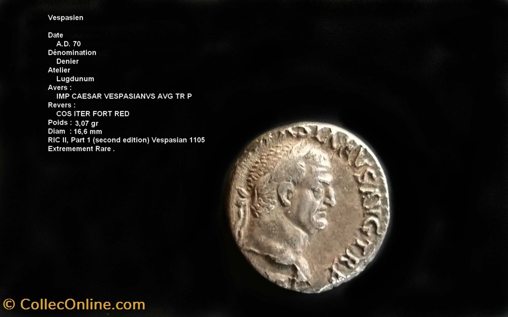 monnaies antiques romaines republicaines imperiales vespasien ric 1105