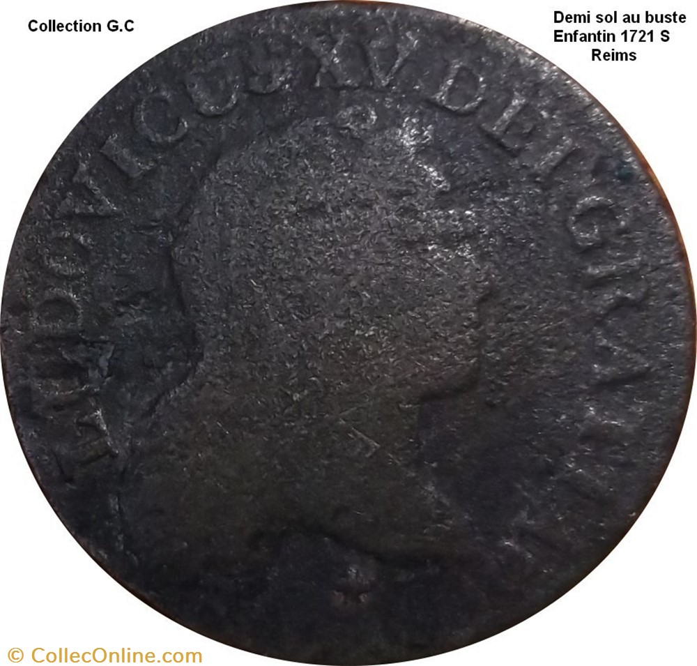 monnaie france royale demi sol au buste enfantin 1721 reims