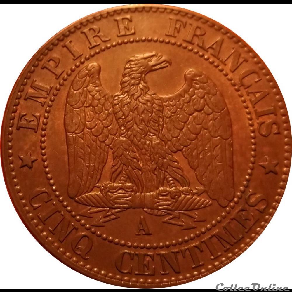 5 Centimes 1861 A monnaie antique romaine 5 centimes 1861 a