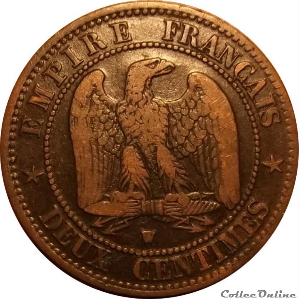2 Centimes Napoléon III Tête Nue 1857 W monnaie france moderne 2 centimes napoleon iii tete nue 1857 w