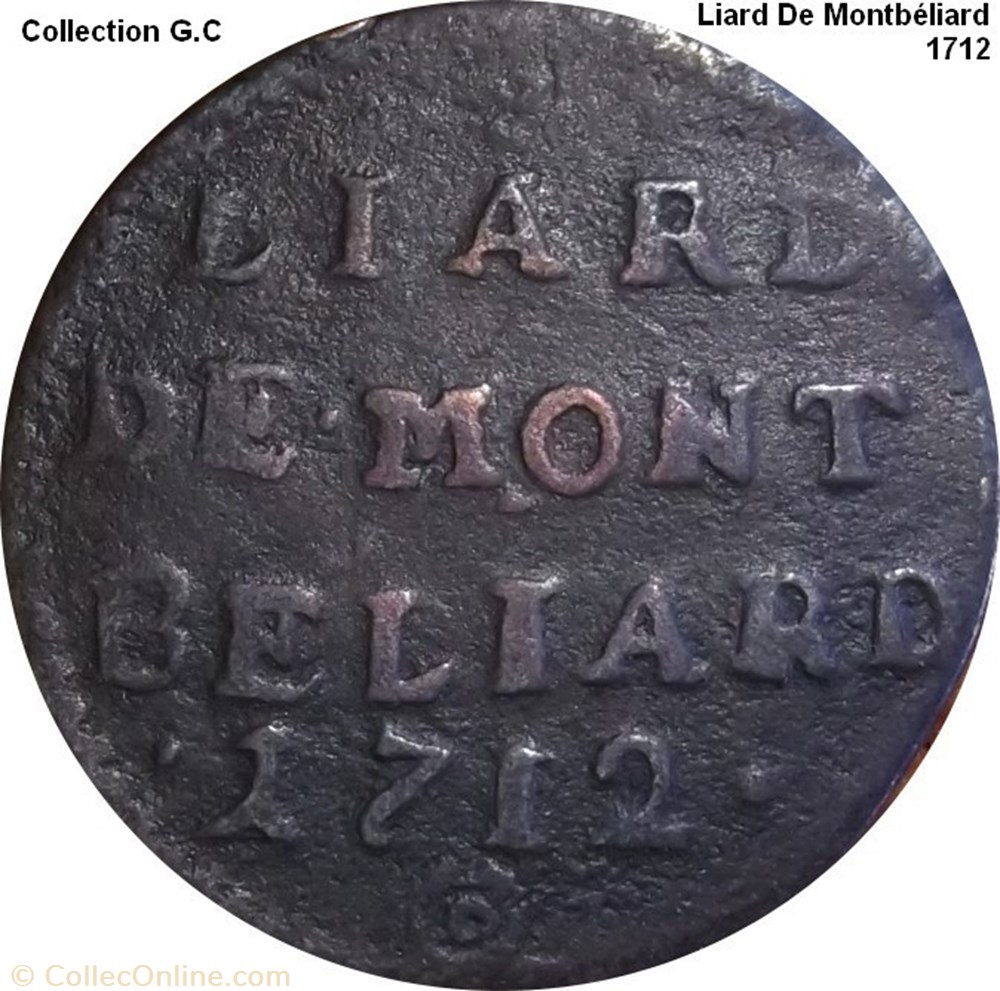 Liard De Montbéliard Léopold Eberhard 1712 monnaie feodale saint empire romain germanique liard de montbeliard leopold eberhard 1712