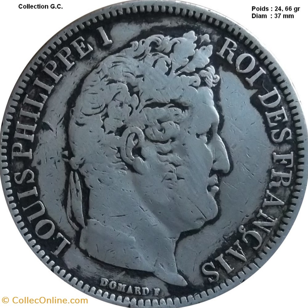 5 francs Ier type Domard, tranche en relief 1831 B Rouen monnaies monde france 5 francs ier type domard tranche en relief 1831 b rouen
