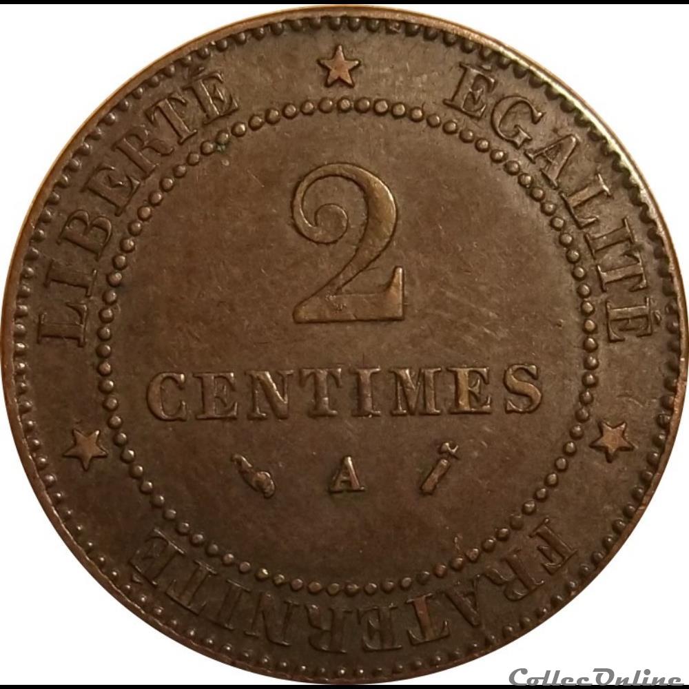 Deux Centimes Cérès 1887 A monnaie france moderne deux centimes ceres 1887 a