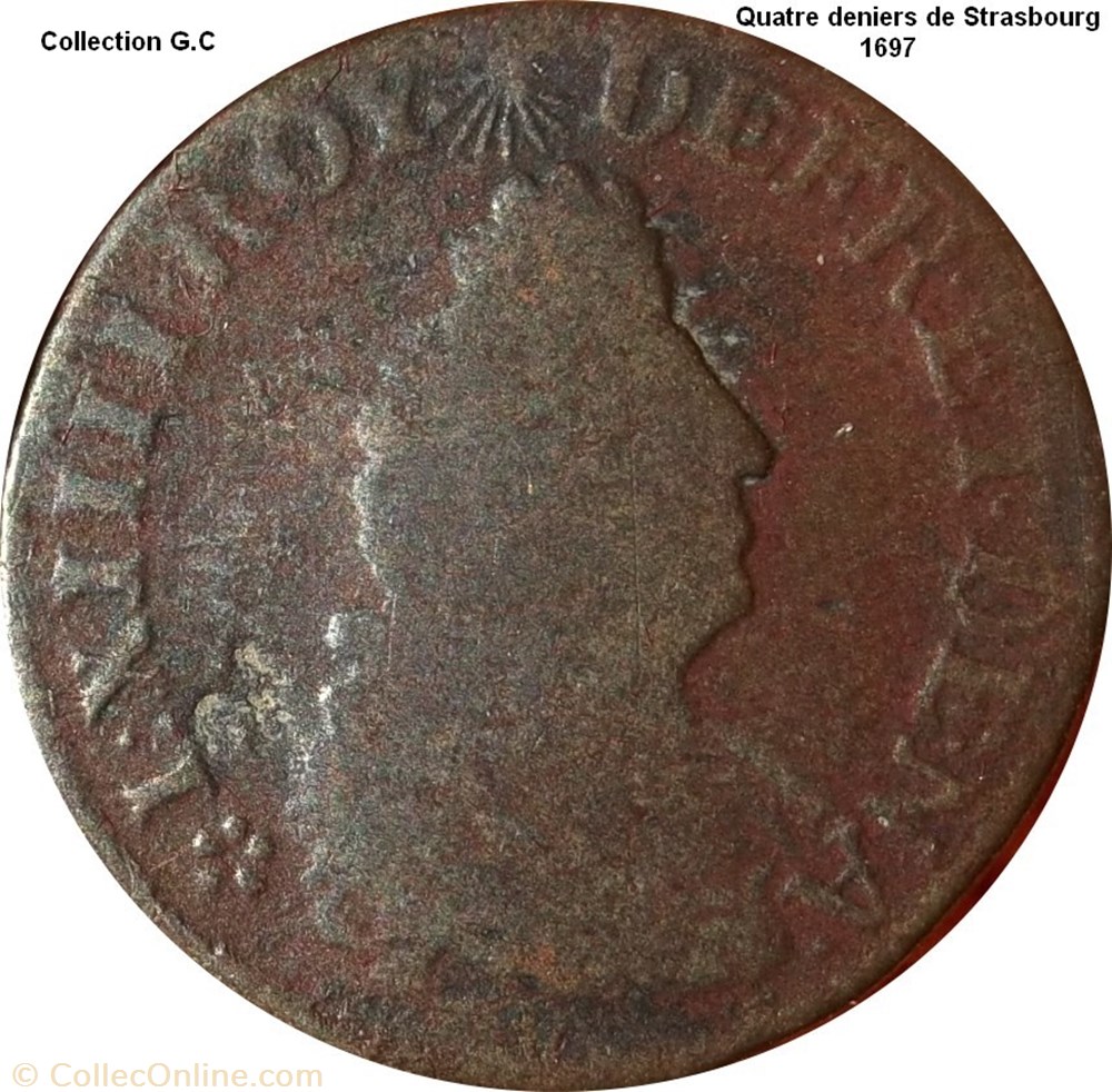 monnaie quatre deniers de strasbourg 1697
