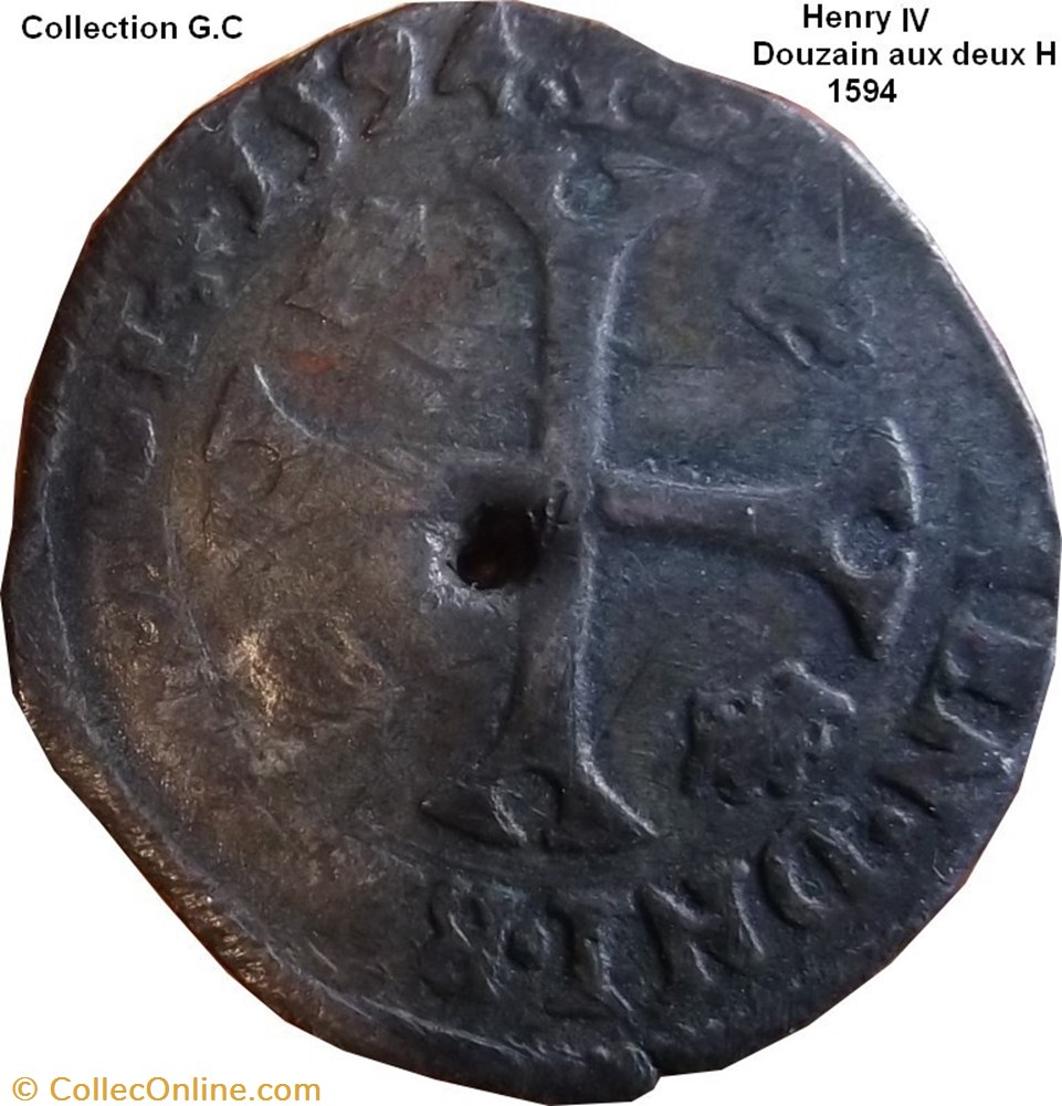 Douzain aux deux H, 2e type 1594 monnaie douzain aux deux h 2e type 1594