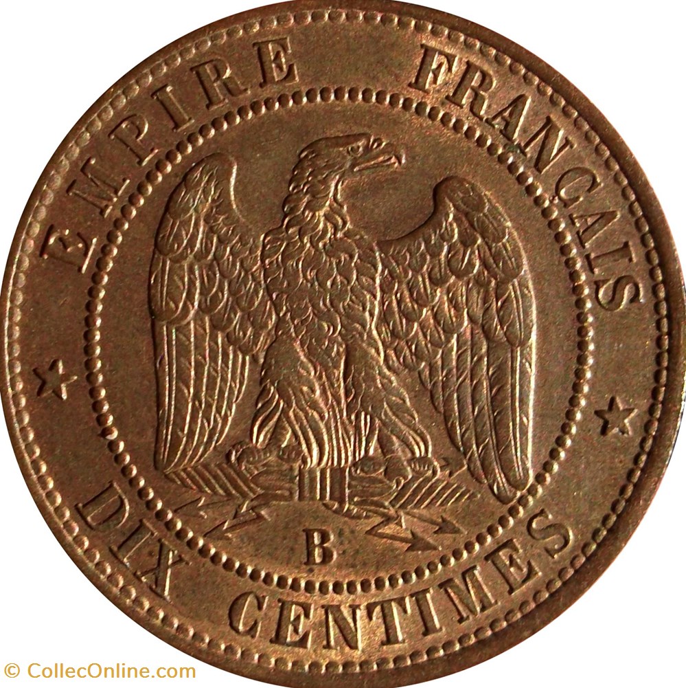 monnaies europe medievale france feodales dix centimes napoleon iii tete nue 1853 rouen f 133 3
