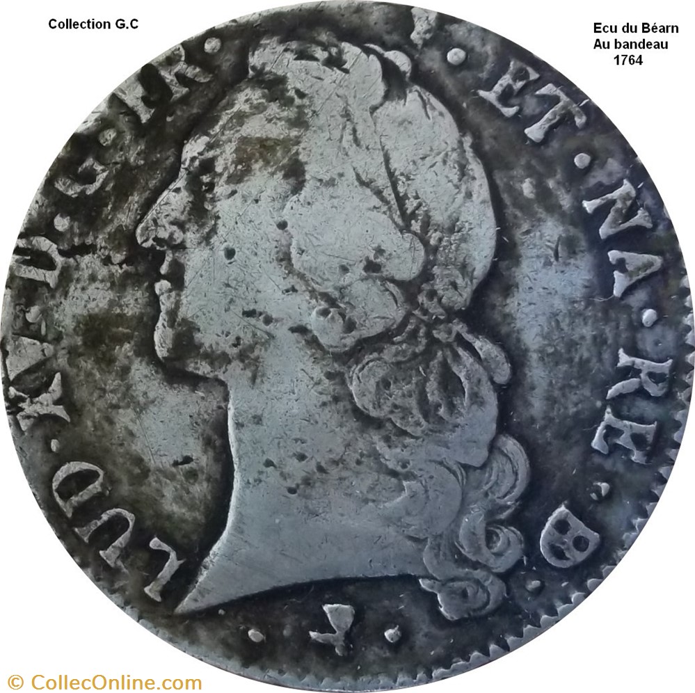 Écu du Béarn au bandeau 1764 monnaie france royale ecu du bearn au bandeau 1764