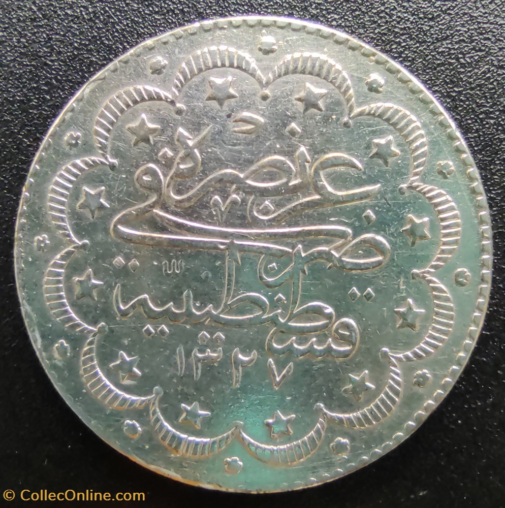 Mehmed V. Konstantiniye K10 1327/2 AH R1 coins european medieval to ottoman empire mehmed v konstantiniye k10 1327 2 ah r1