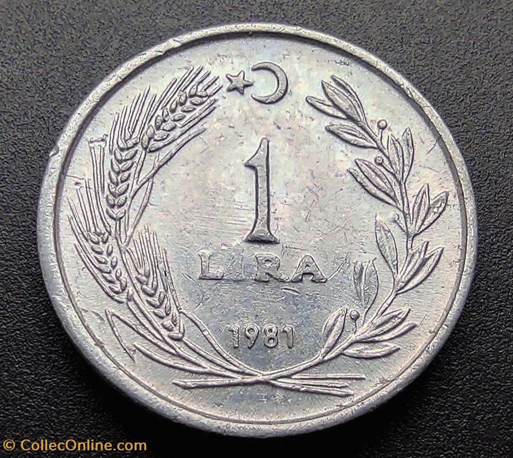 coins world turkey 1981 lira 1 aluminium