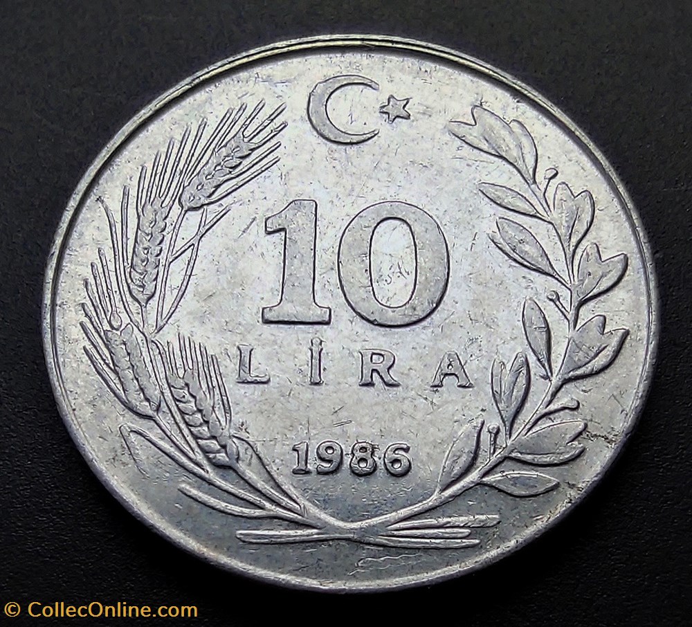 coins world turkey 1986 lira 10 aluminium