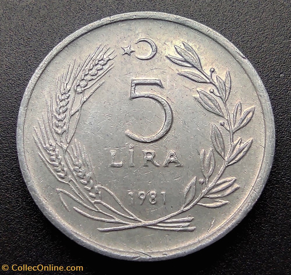 coins world turkey 1981 lira 5 aluminium