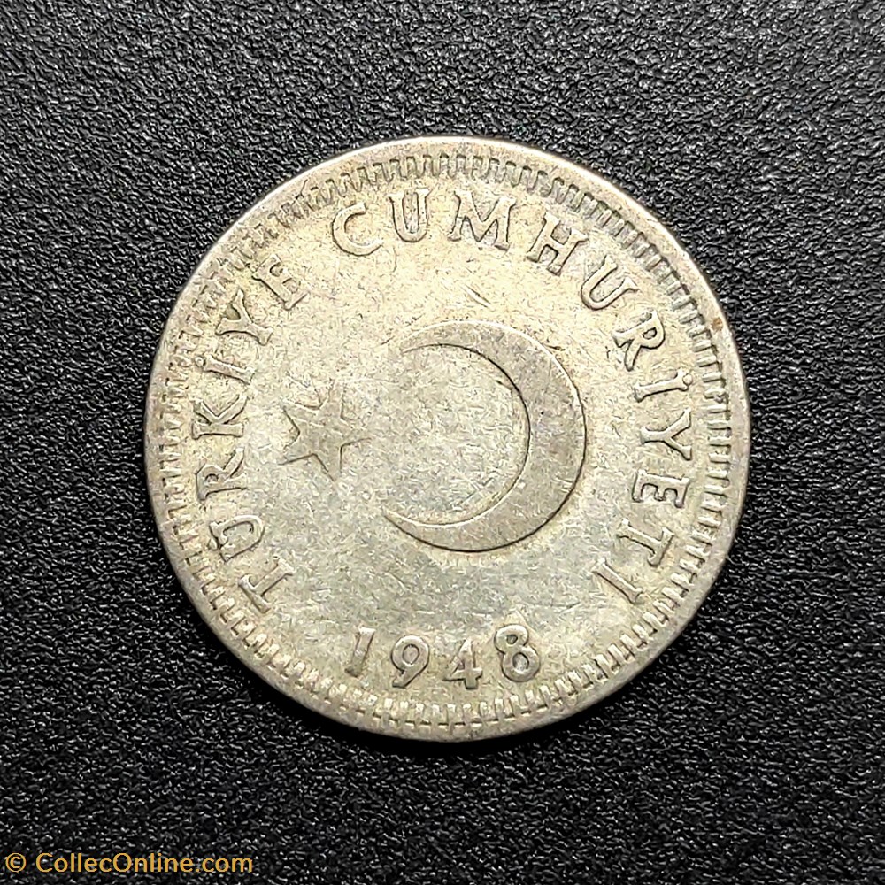 1948 kurus 50 Silver coins world turkey 1948 kurus 50 silver