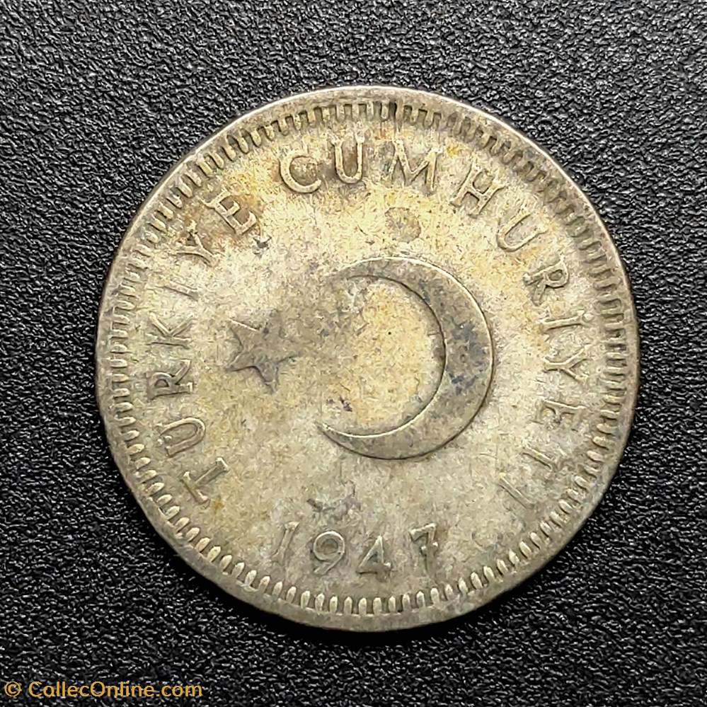 coins world turkey 1947 kurus 50 silver