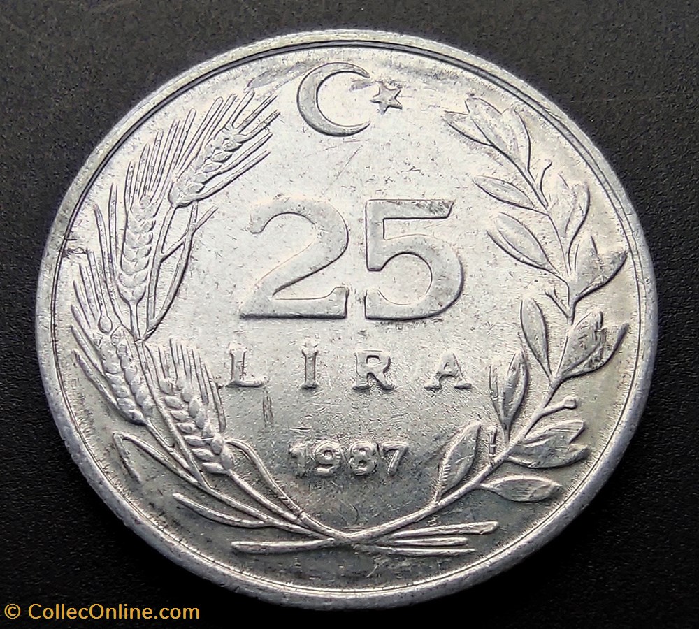 1987 lira 25 Aluminium coins world turkey 1987 lira 25 aluminium