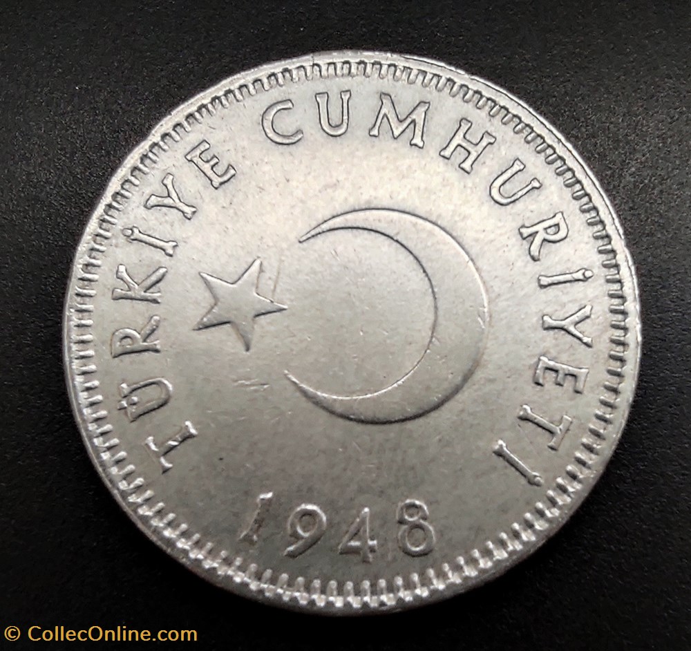 coins world turkey 1948 lira 1 silver