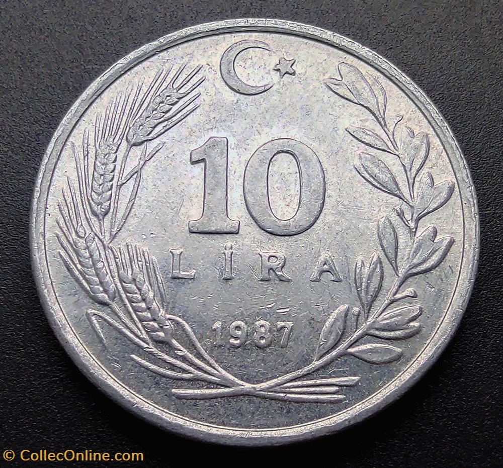 1987 lira 10 Aluminium coins world turkey 1987 lira 10 aluminium