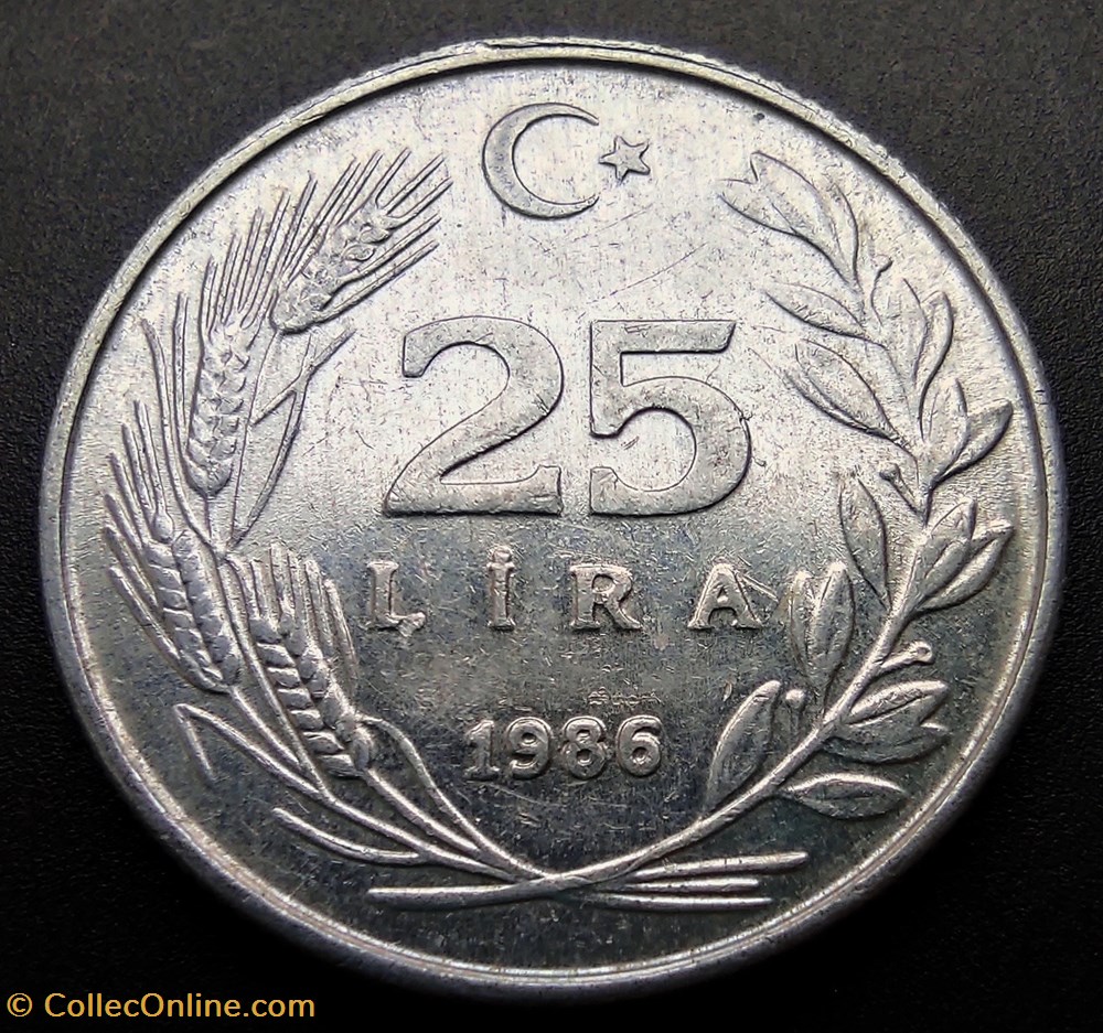 1986 lira 25 Aluminium coins world turkey 1986 lira 25 aluminium