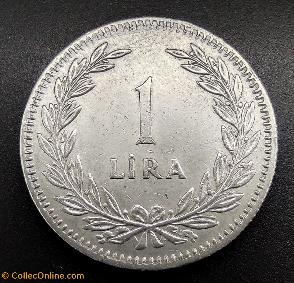 coins world turkey 1948 lira 1 silver