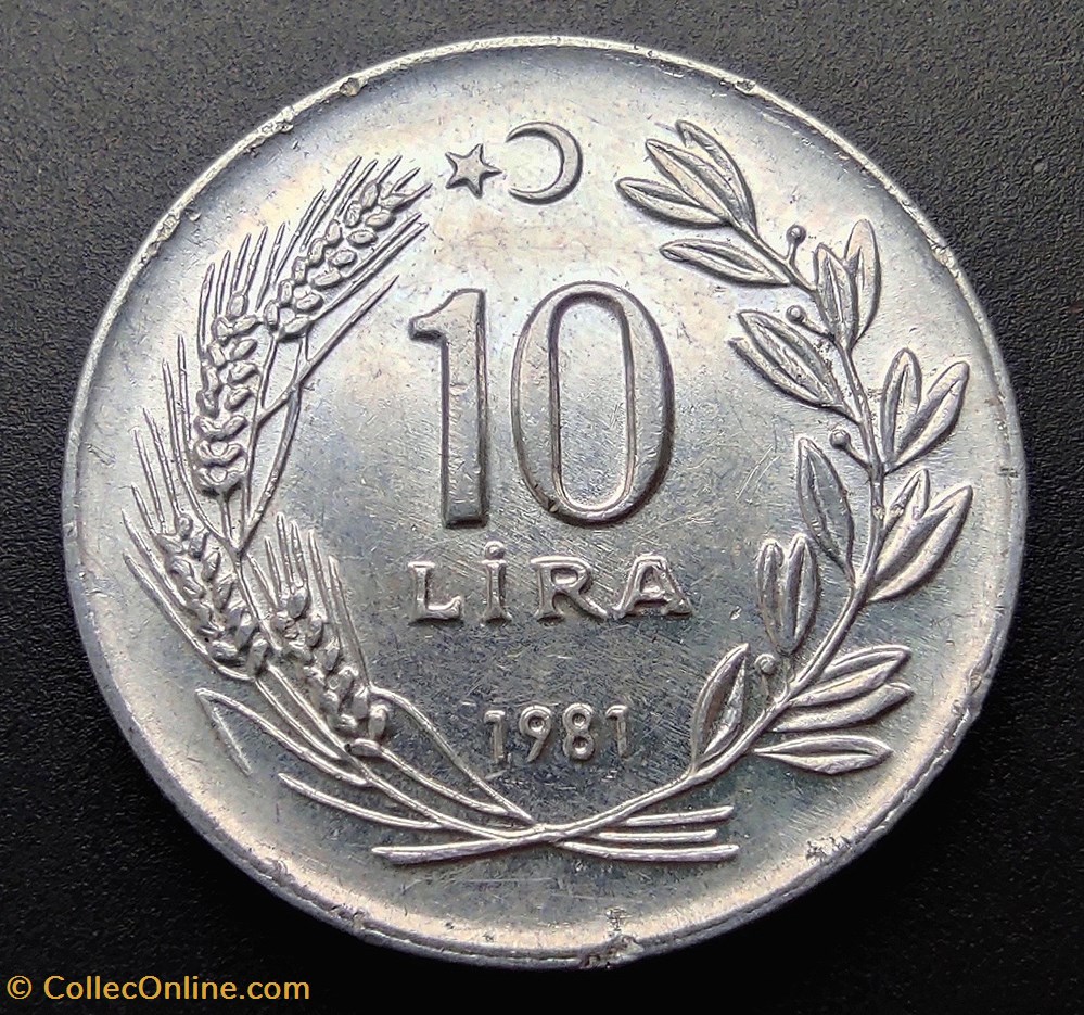 coins world turkey 1981 lira 10 aluminium