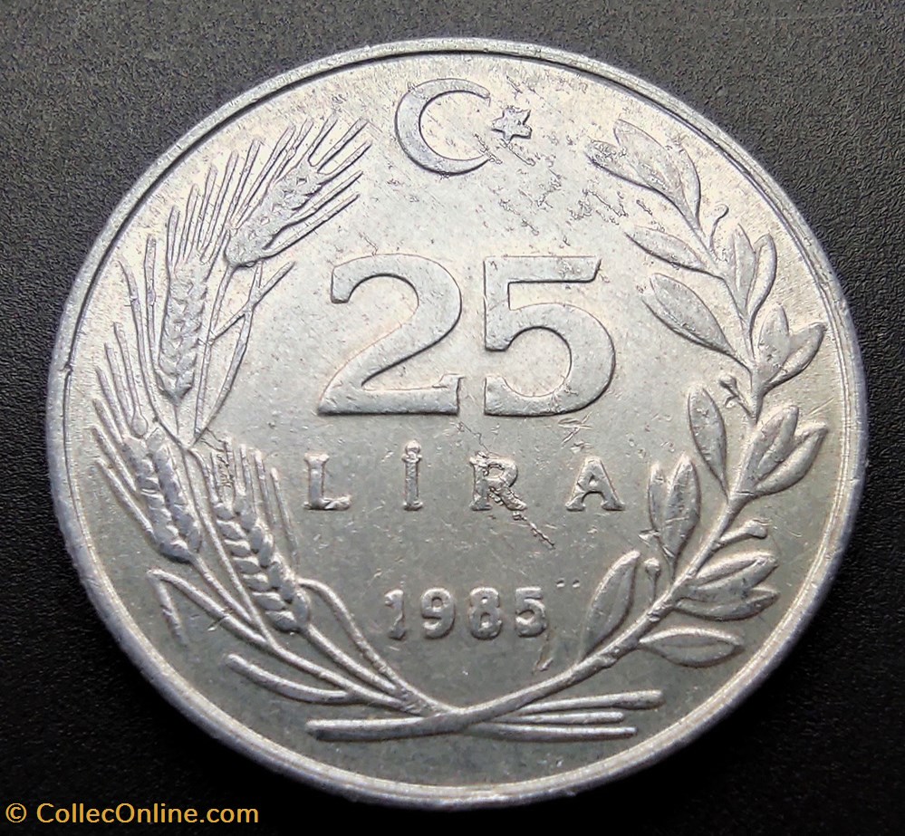 1985 lira 25 Aluminium coins world turkey 1985 lira 25 aluminium