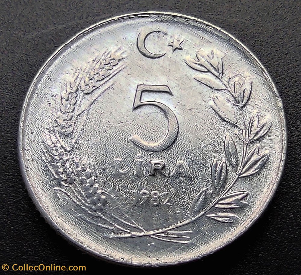 coins world turkey 1982 lira 5 aluminium