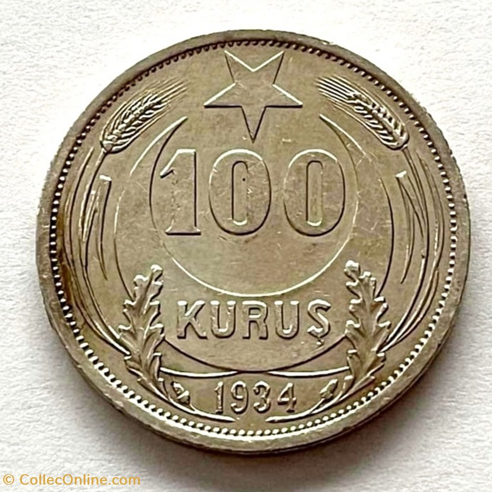 1934 100 kurus R1 coins world turkey 1934 100 kurus r1