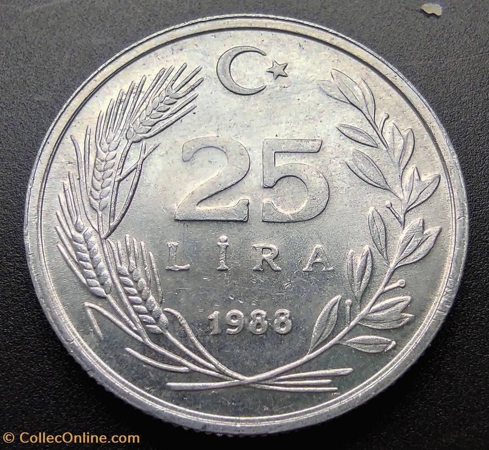 1988 lira 25 Aluminium coins world turkey 1988 lira 25 aluminium