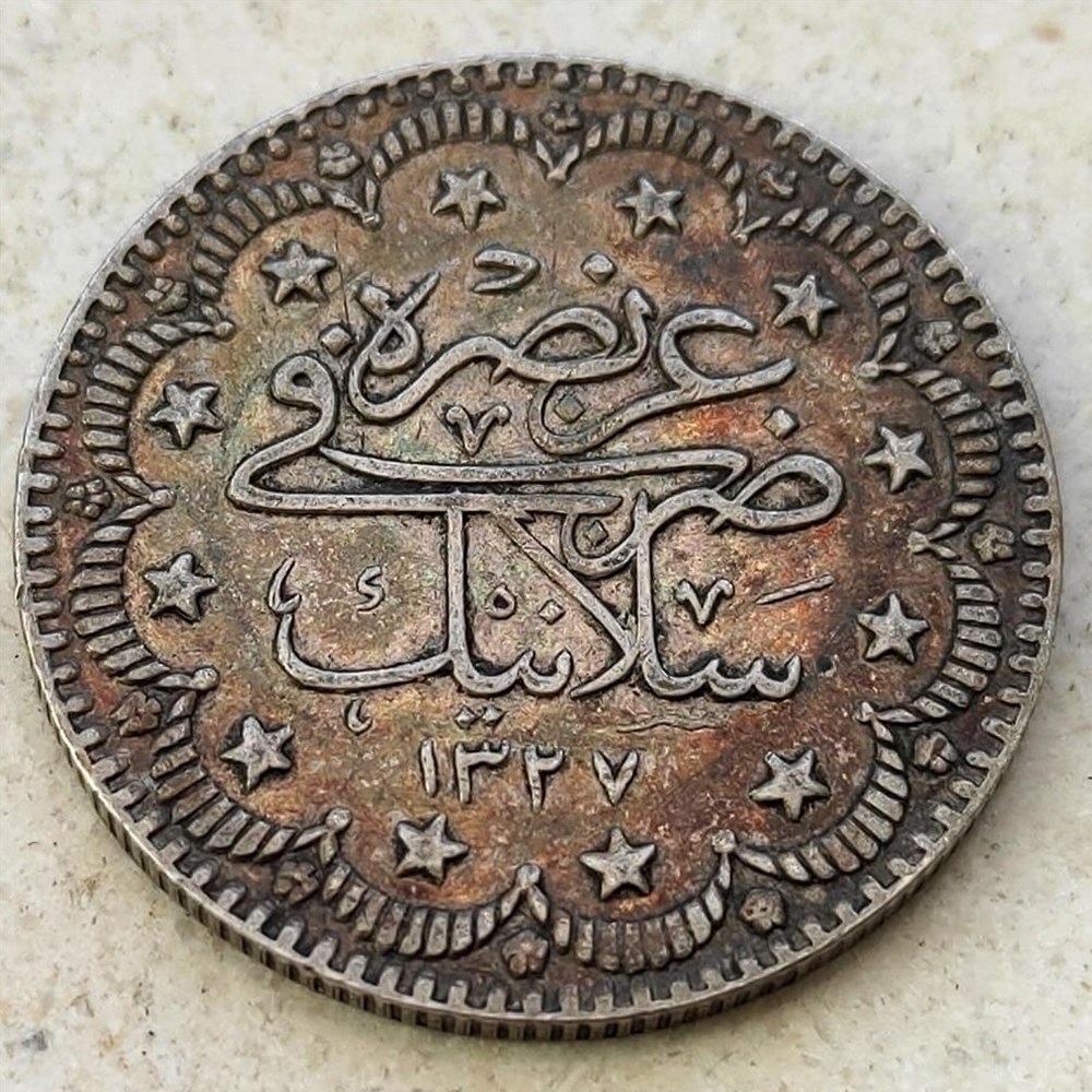 coins european medieval to ottoman empire mehmed v selanik k5 1327 3 ah r2