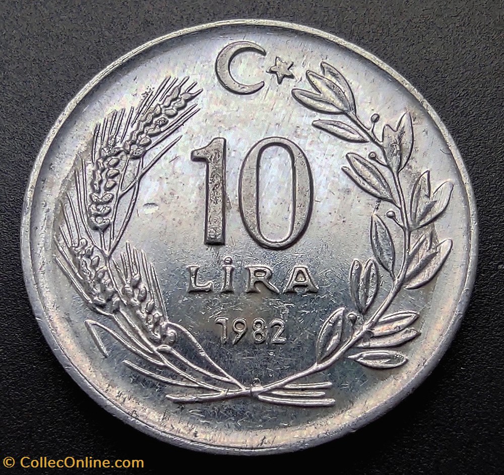 coins world turkey 1982 lira 10 aluminium