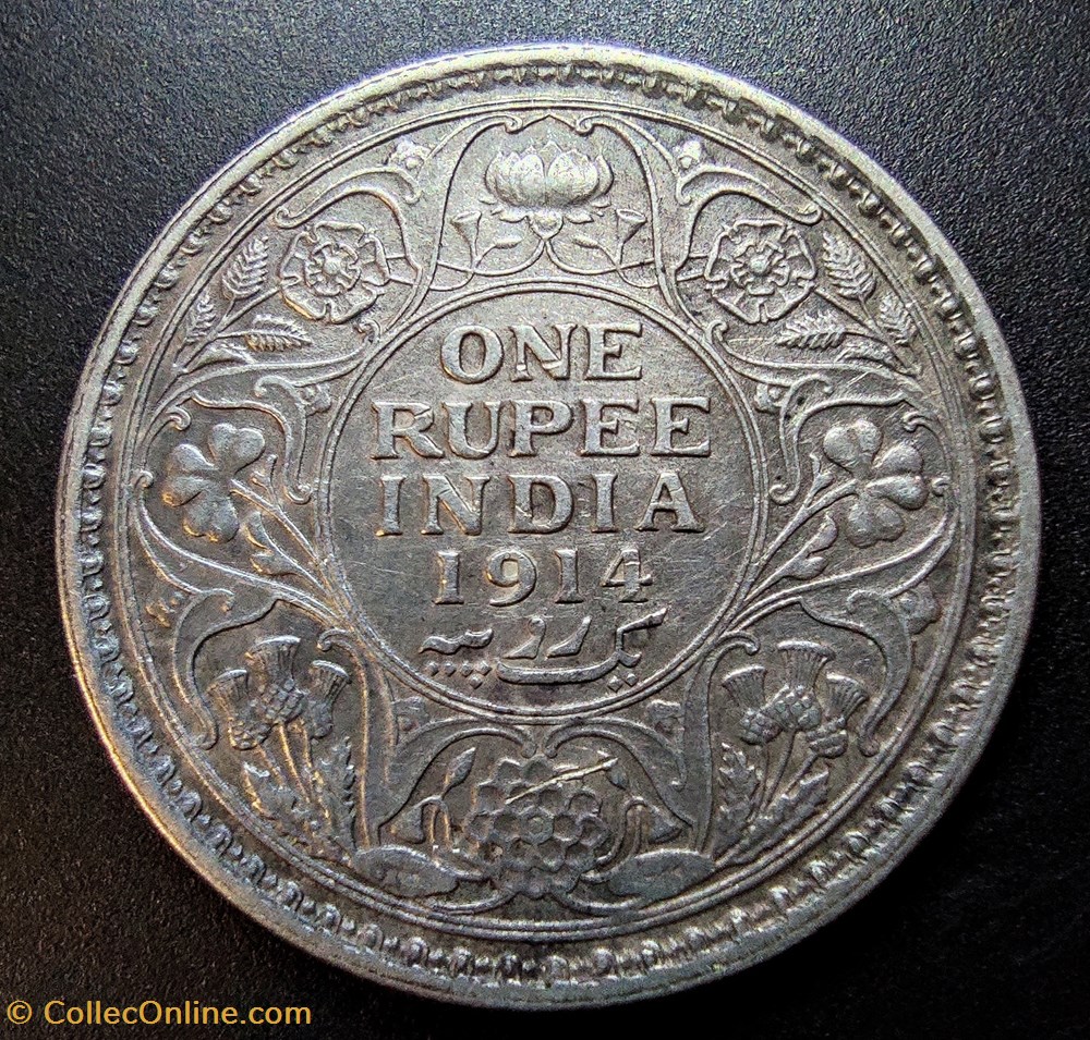 British India 1914 rupee coins world british india 1914 rupee