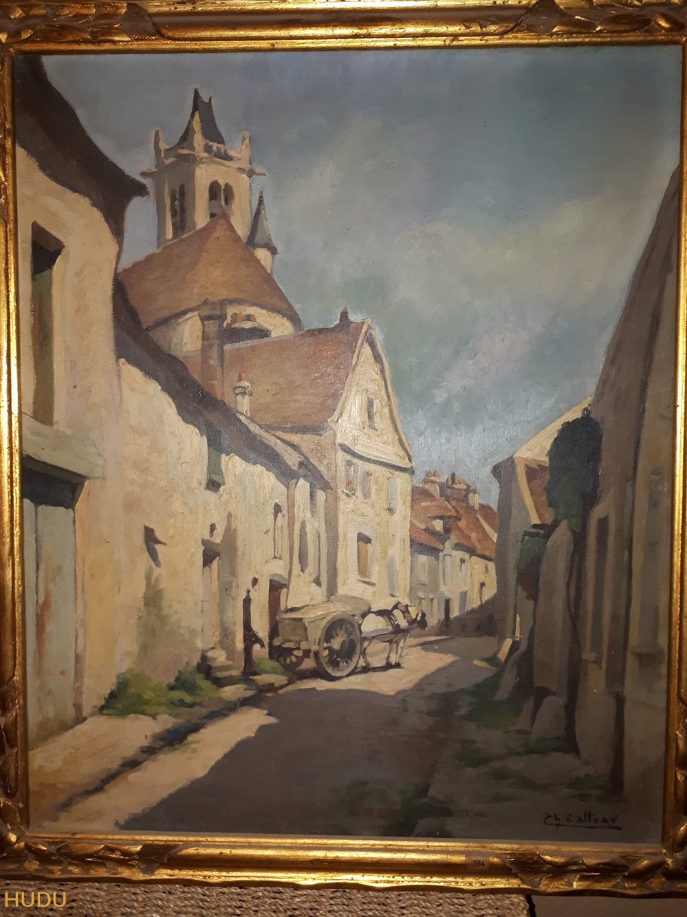 art antiquites peintures dessins coll inc huile la charrette